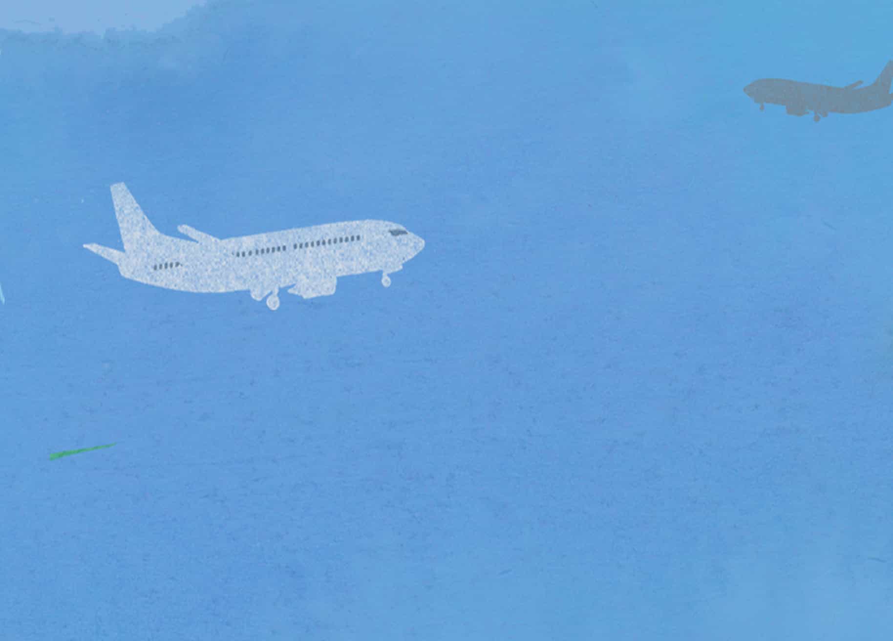 Illustration of planes flying in the sky.